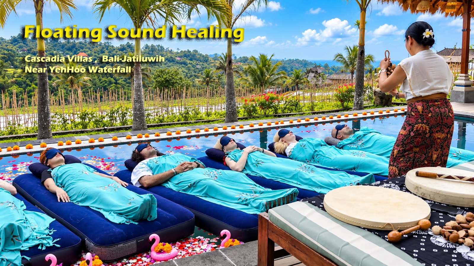 Floating sound healing at Cascadia Villas in Bali’s green highlands